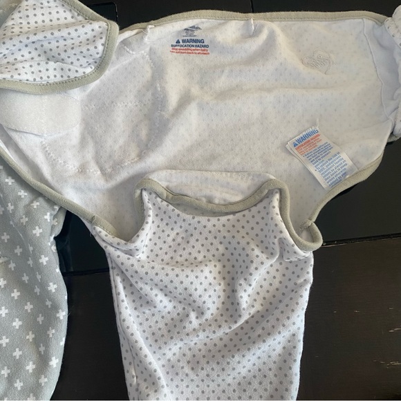 Swaddle Me Gray White Small Medium Baby Swaddles Polka Dots Crosses x2 Boy Girl - Picture 9 of 9
